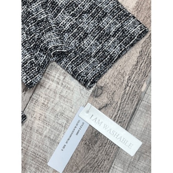 Shelby & Palmer Black White Tweed Open Front Blazer SMALL Jacket Career Washable - Picture 4 of 10